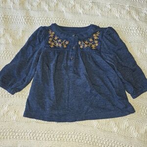Carter's Navy Kids Blouse with Gold Floral Detail